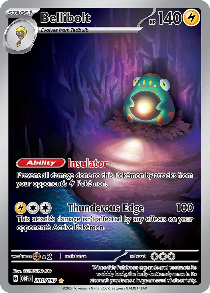 2023 POKEMON OBF EN-OBSIDIAN FLAMES 201 BELLIBOLT PSA 8