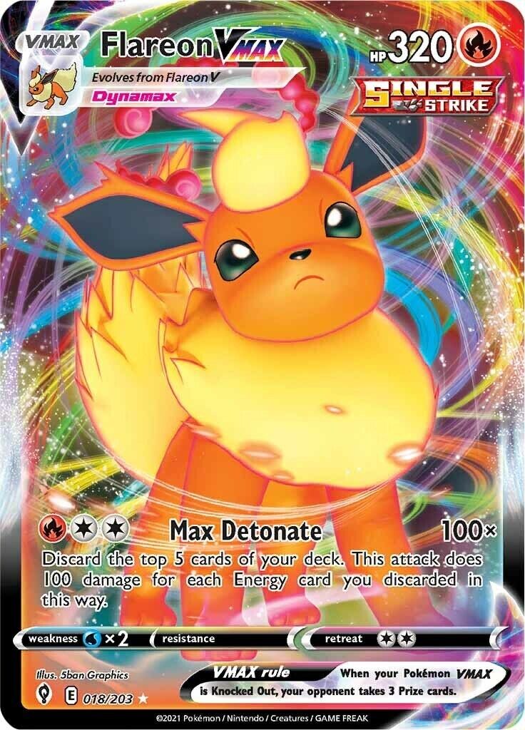 Flareon VMAX 018/203 Swsh07: Evolving Skies Holo Near Mint  (NM)