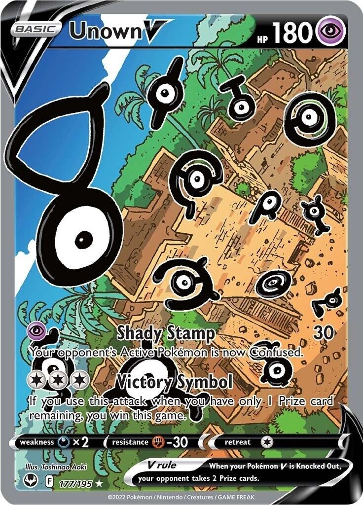 2022 POKEMON SWORD & SHIELD SILVER TEMPEST 177 FULL ART/UNOWN V PSA 10