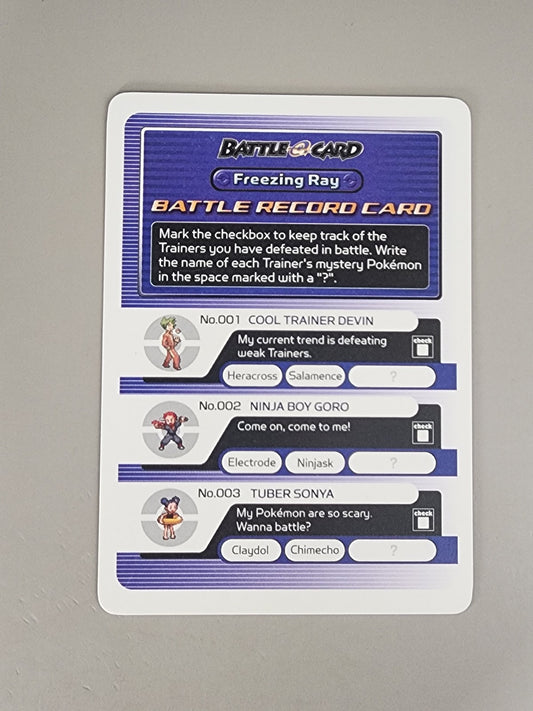 Pokemon E Reader Ruby/Sapphire 2003 Battle Record Card Freezing Ray GBA Game Boy