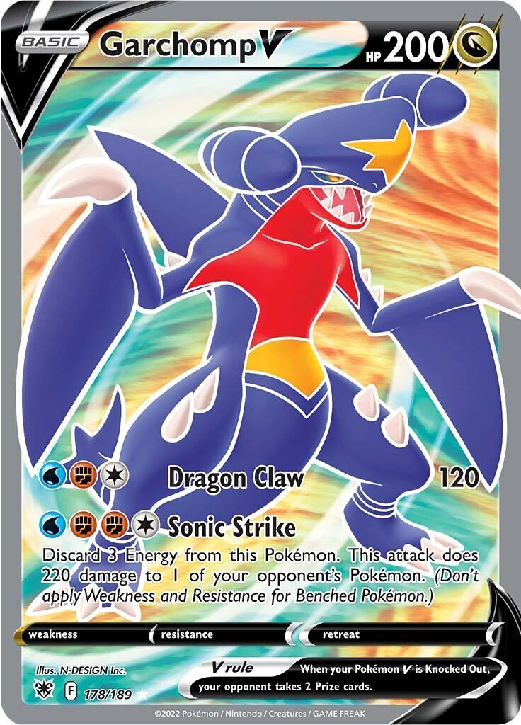 Garchomp V (Full Art) 178/189 Swsh10: Astral Radiance Holo Near Mint  (NM)