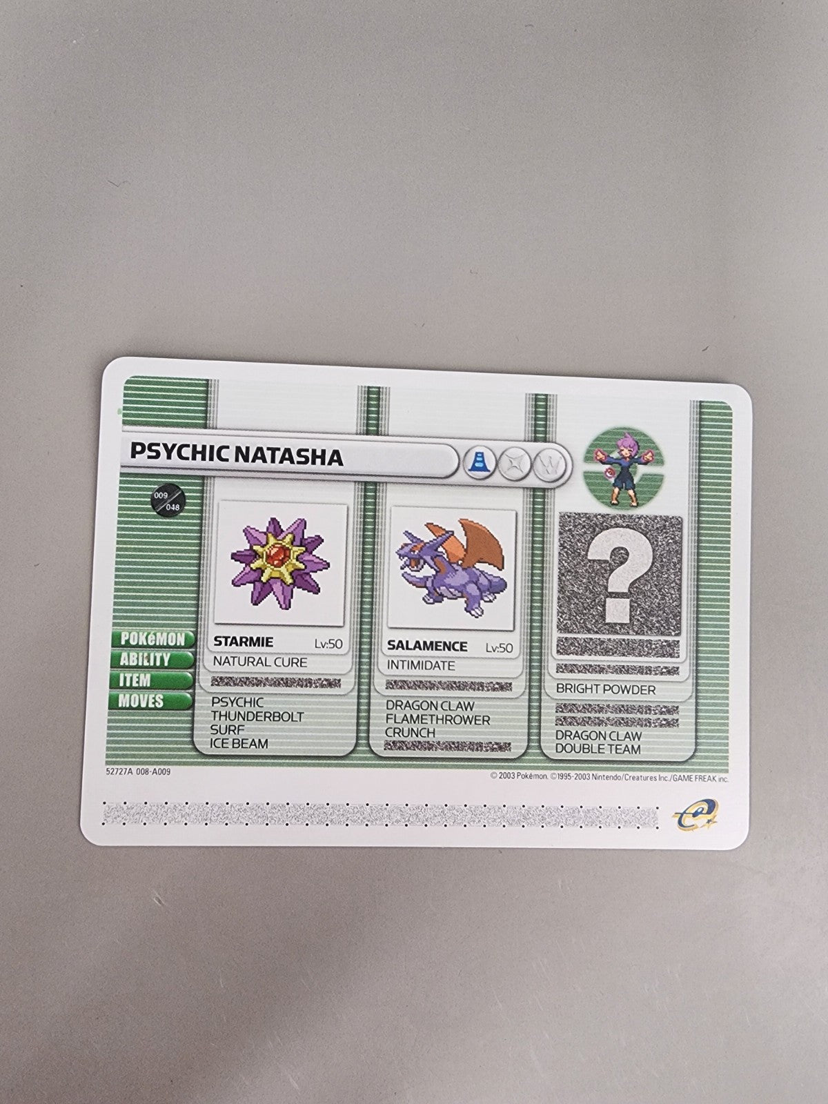 Psychic Natasha 008-A009 Pokemon Battle Card E Reader Ruby GBA 2003 RARE HP