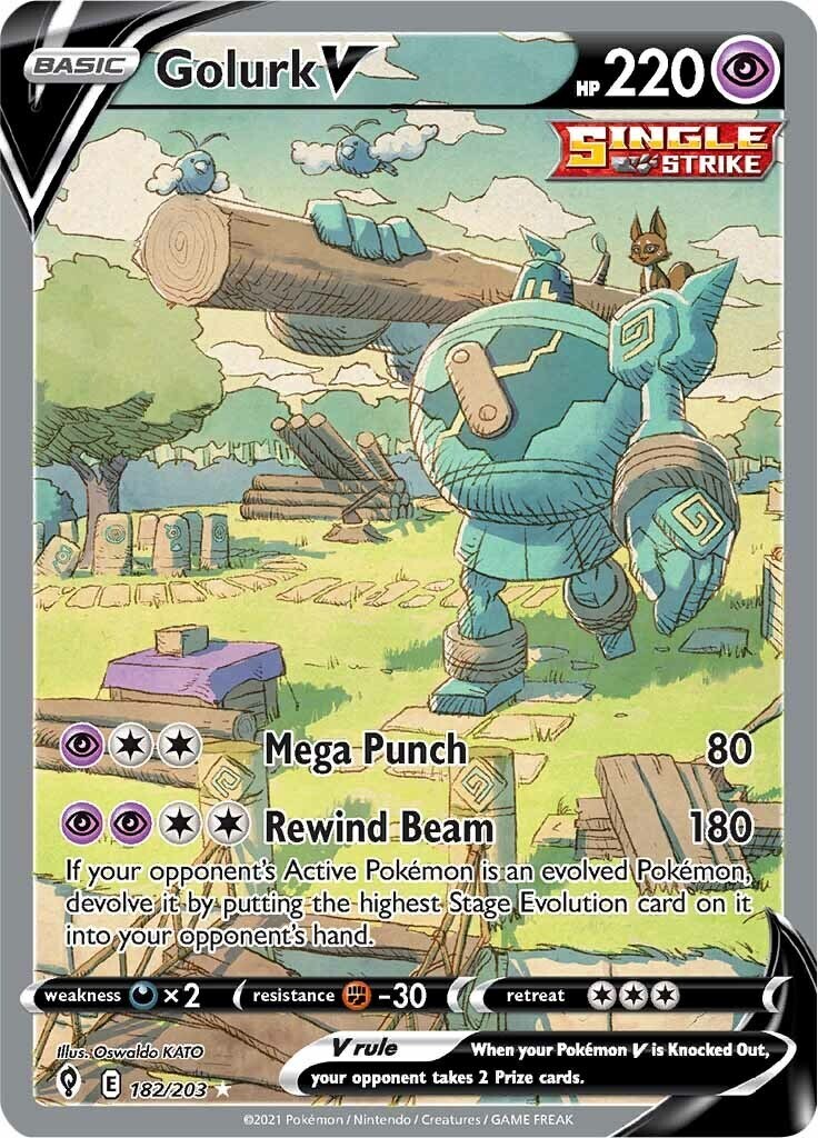 Golurk V (Alternate Full Art) 182/203 Swsh07: Evolving Skies Holo Near Mint (NM)