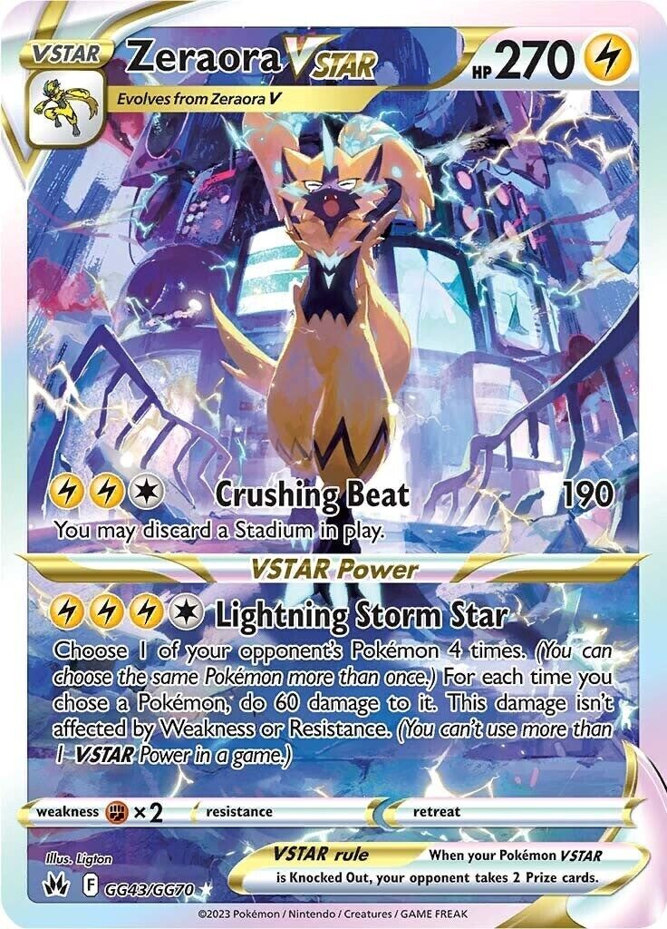 Zeraora VSTAR GG43/GG70 Crown Zenith: Galarian Gallery Holo Near Mint (NM)