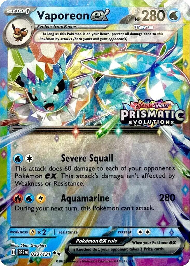 Vaporeon ex - (Prismatic Evolutions Stamp) 023/131 Miscellaneous Cards PSA 10