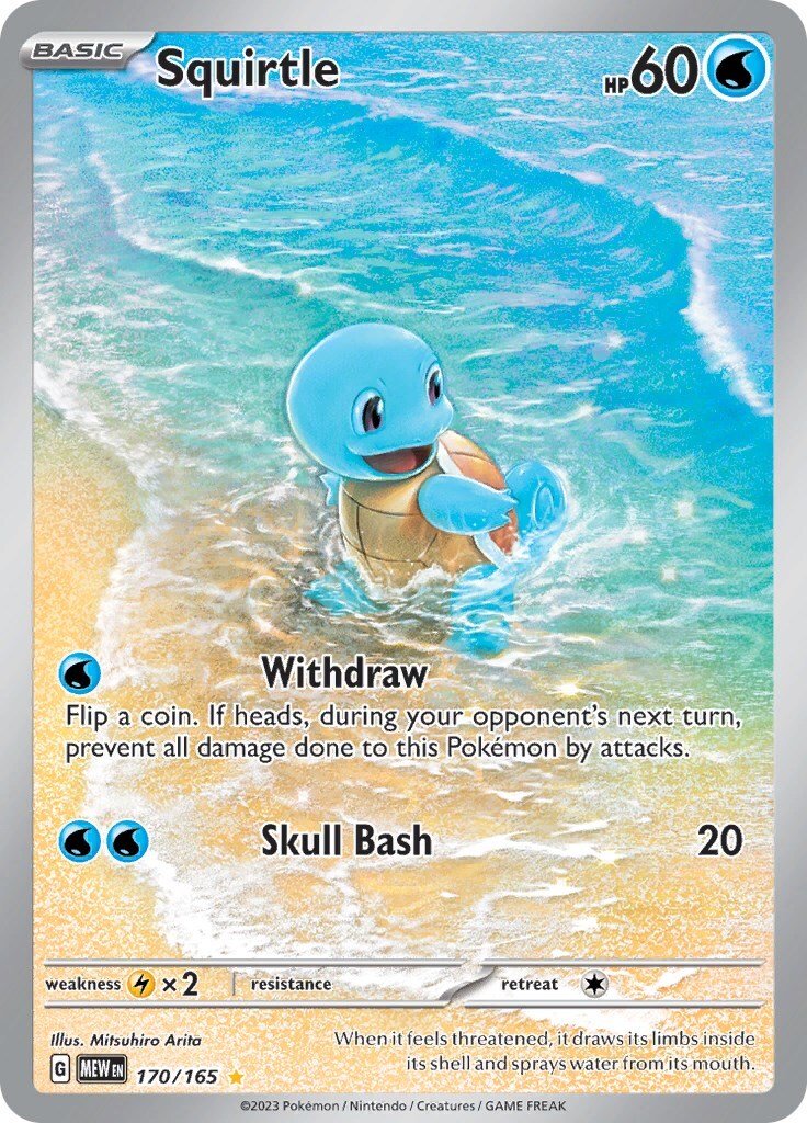 2023 POKEMON MEW EN-151 170 SQUIRTLE ILLUSTRATION RARE PSA 9