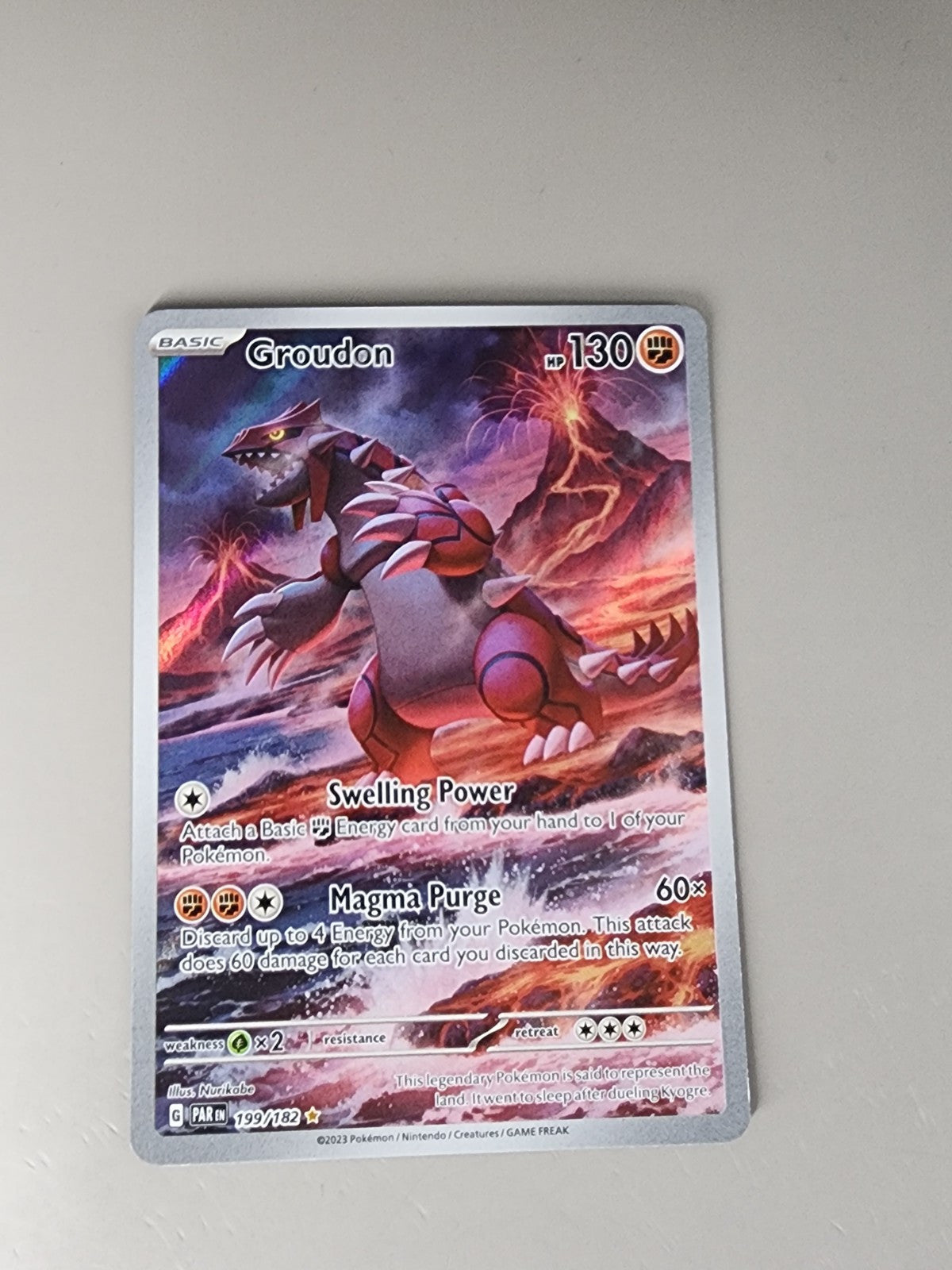 Pokemon TCG- Groudon 199/182 Sv04: Paradox Rift Holo Illustration Rare NM