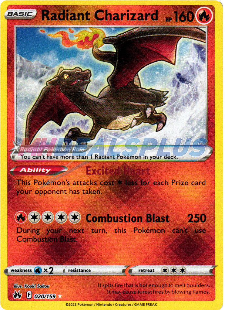 Radiant Charizard 020/159 SWSH: Crown Zenith Holo Near Mint NM