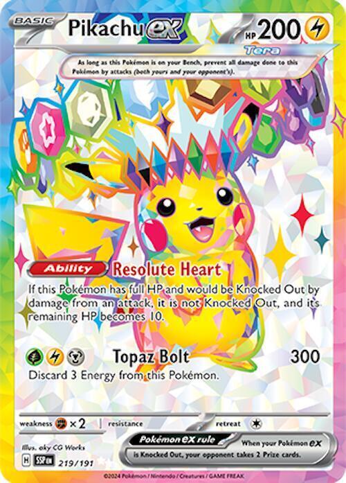 Pikachu ex 219/191 Sv08: Surging Sparks Holo Near Mint (NM)