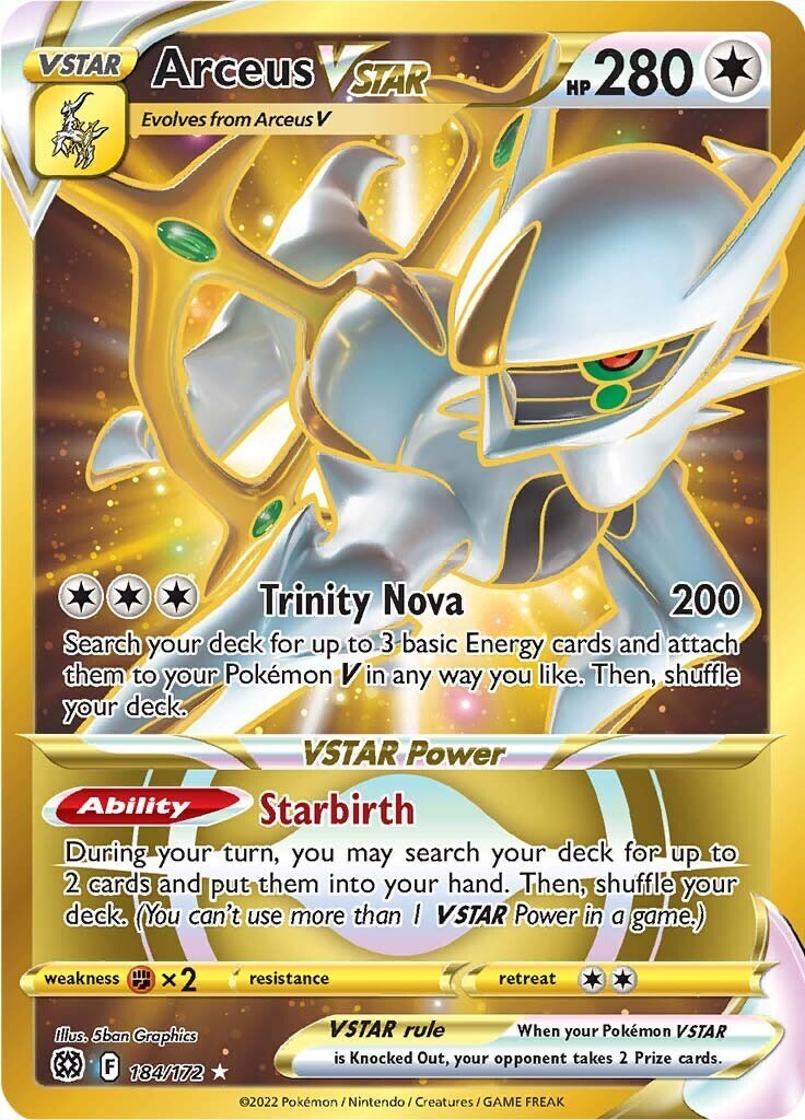 Arceus VSTAR (Secret) 184/172 Swsh09: Brilliant Stars Holo Near Mint (NM)