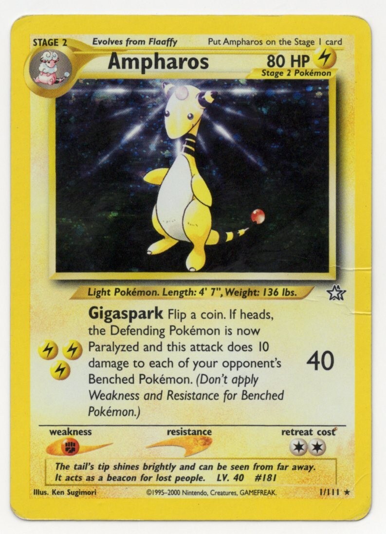Ampharos 1/111 Neo Genesis Holo Near Mint NM