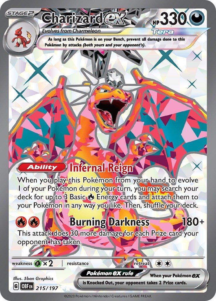 Charizard ex 215/197 Sv03: Obsidian Flames Holo Near Mint (NM)