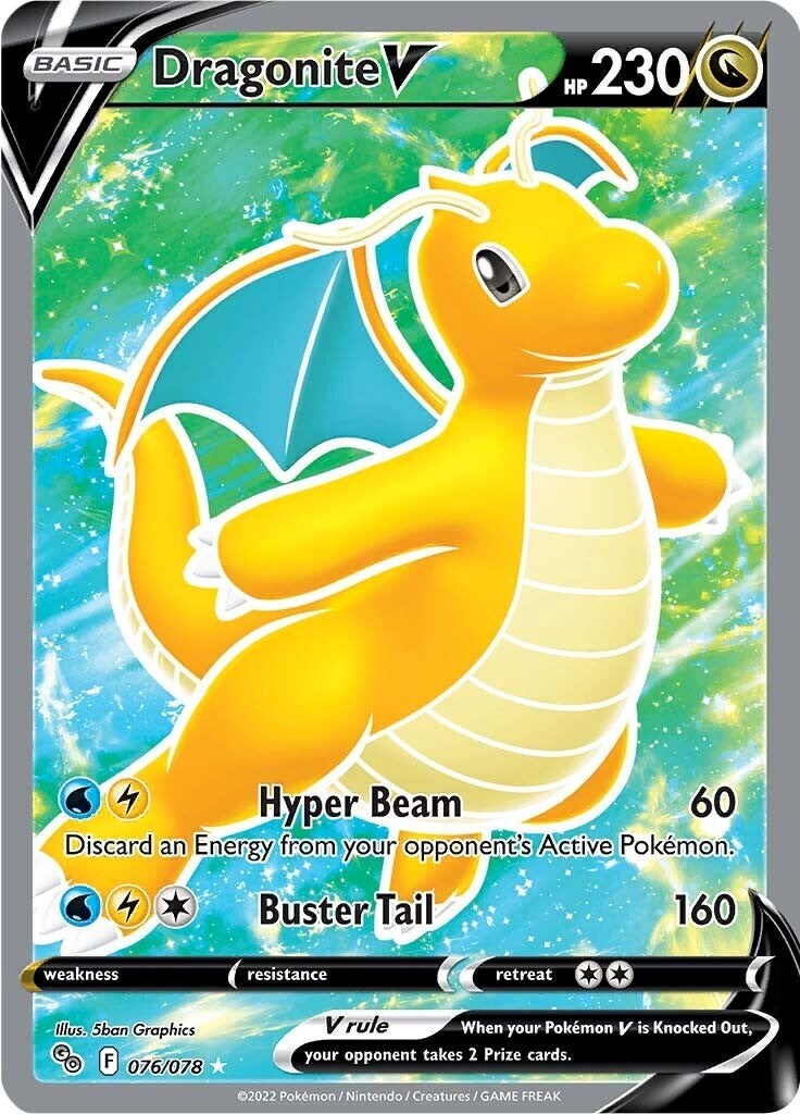 Dragonite V (Full Art) 076/078 Pokémon GO Holo Near Mint (NM)