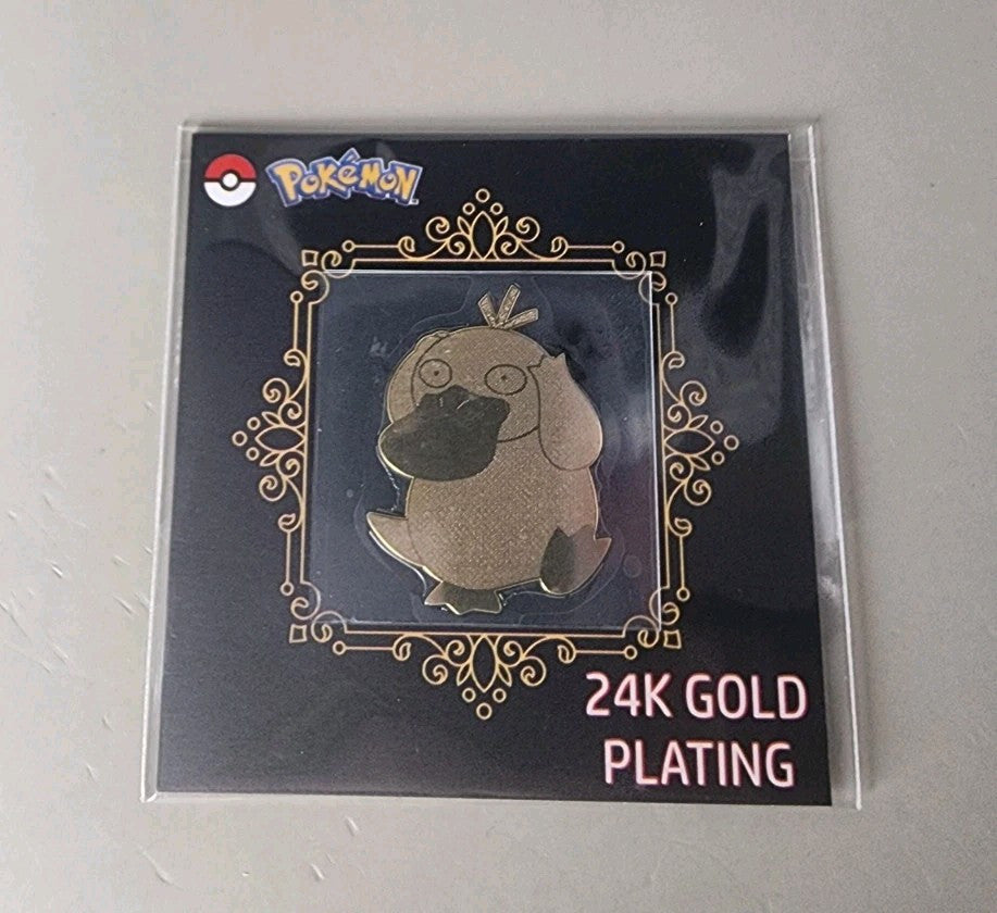 Psyduck 24k Gold Plated Sticker Korean Striking Candy Pokemon NM!