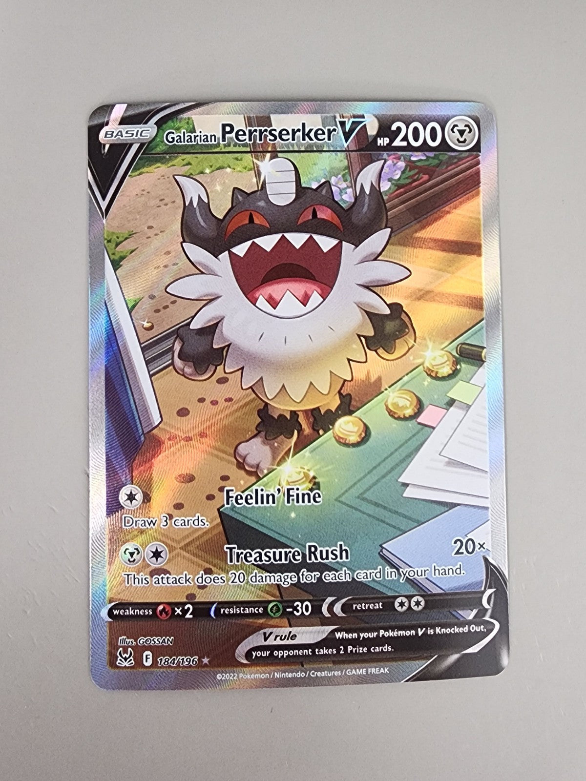 Galarian Perrserker V (Alternate Full Art) 184/196 Swsh11: Lost Origin Holo