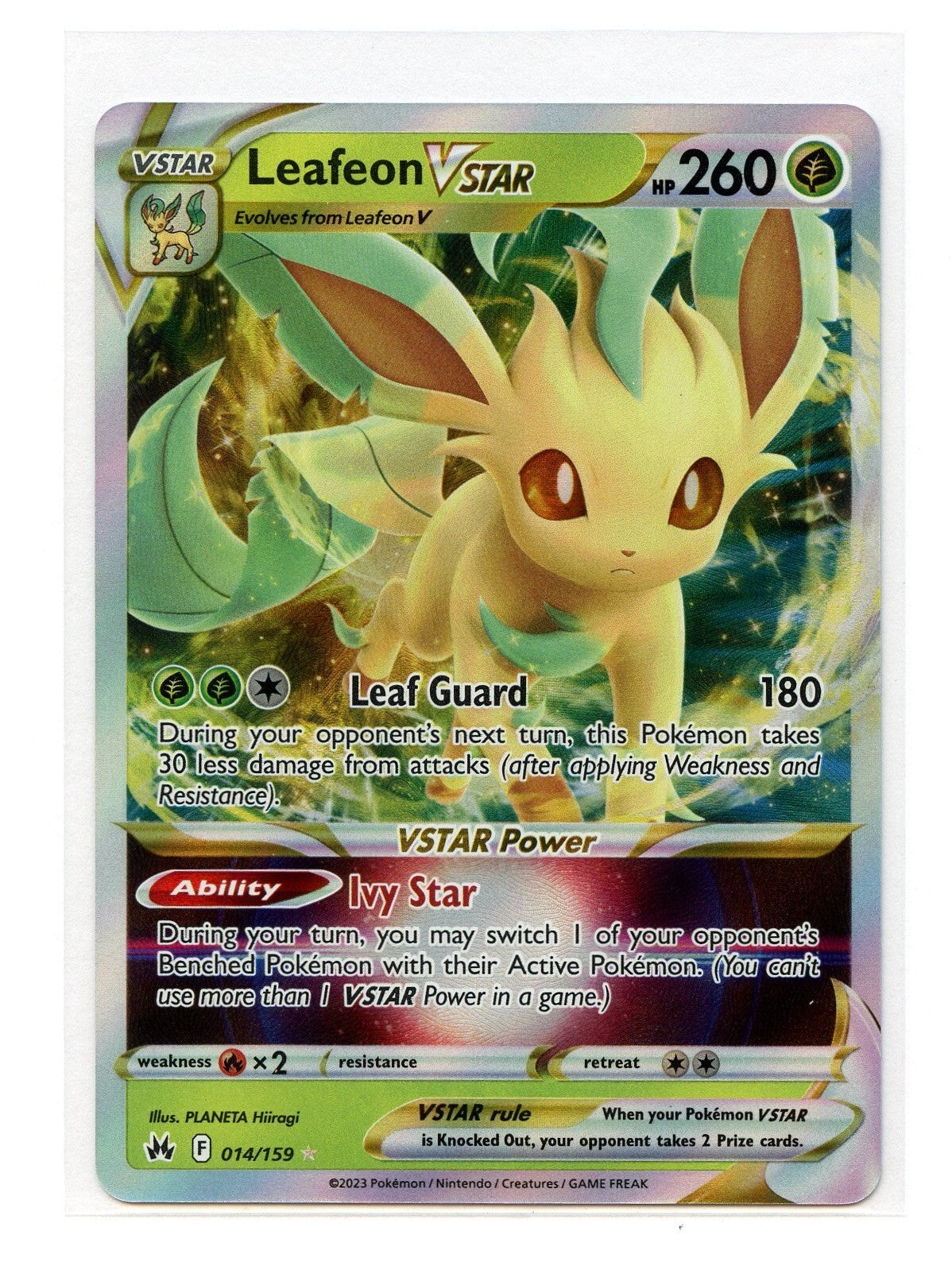 2023 POKEMON SWORD AND SHIELD CROWN ZENITH 014 LEAFEON VSTAR PSA 8
