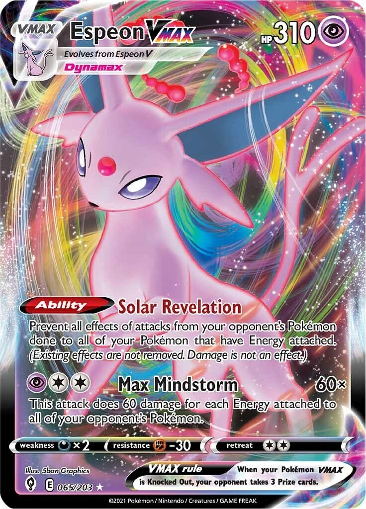 Espeon VMAX 065/203 Swsh07: Evolving Skies Holo Heavily Played (HP)