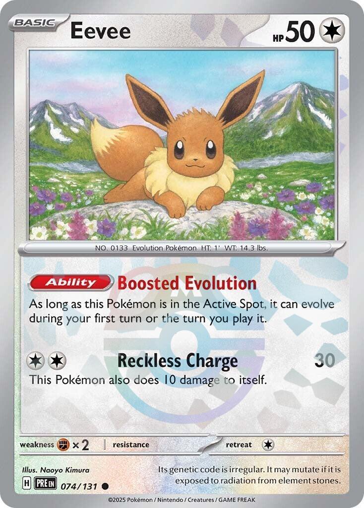 2025 POKEMON PRE EN-PRISMATIC EVOLUTIONS 074 EEVEE MASTER BALL REVERSE HOL PSA 8
