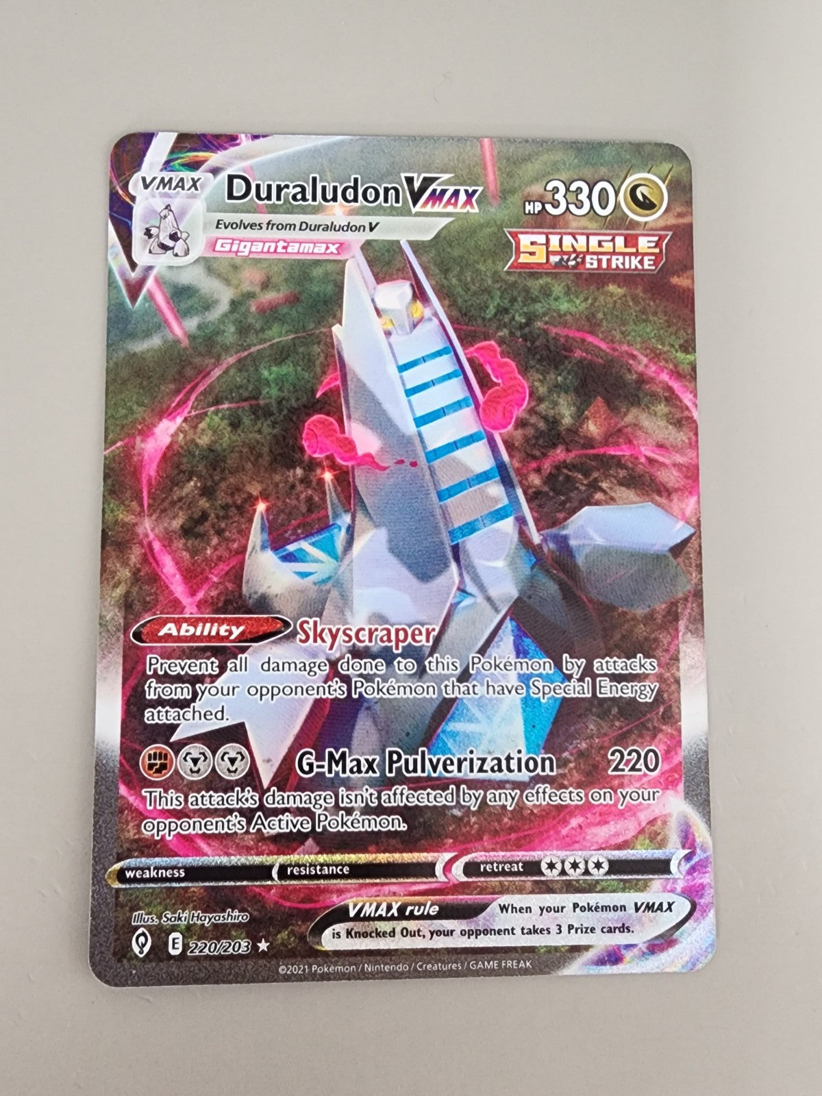 Duraludon VMAX (Alternate Art Secret) 220/203 Swsh07: Evolving Skies Holo NM