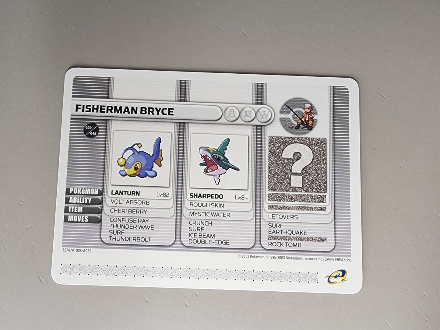 Fisherman Bryce - Pokémon Ruby/Sapphire - Battle E Card - e-Reader - Nintendo GB