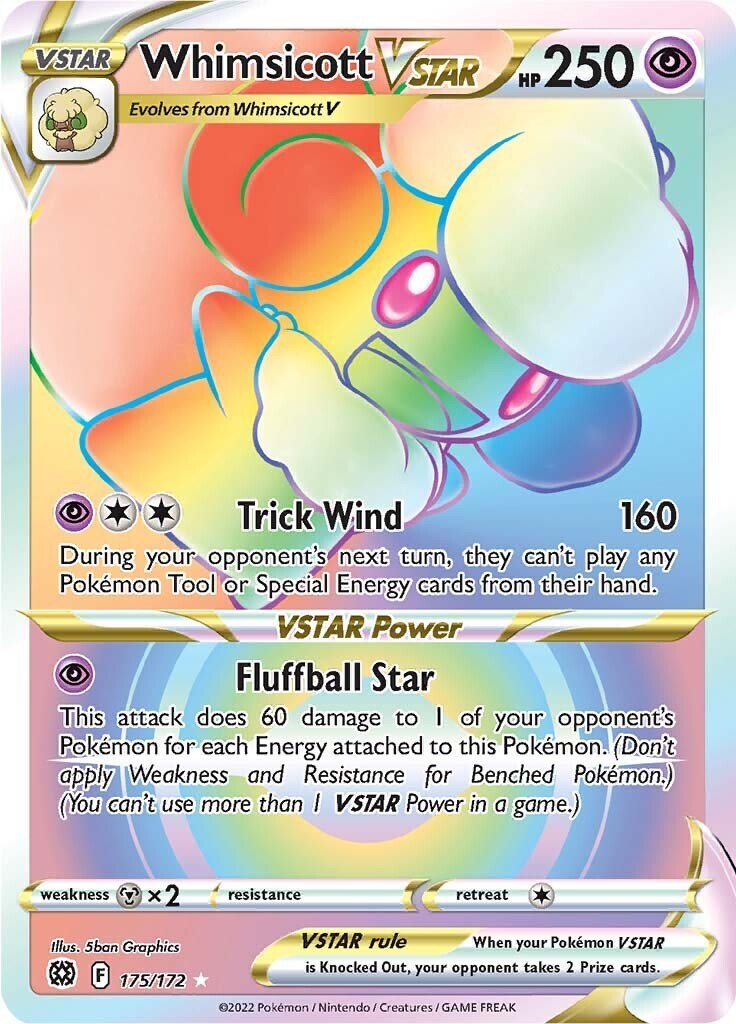 Whimsicott VSTAR (Secret) 175/172 Swsh09: Brilliant Stars Holo NM
