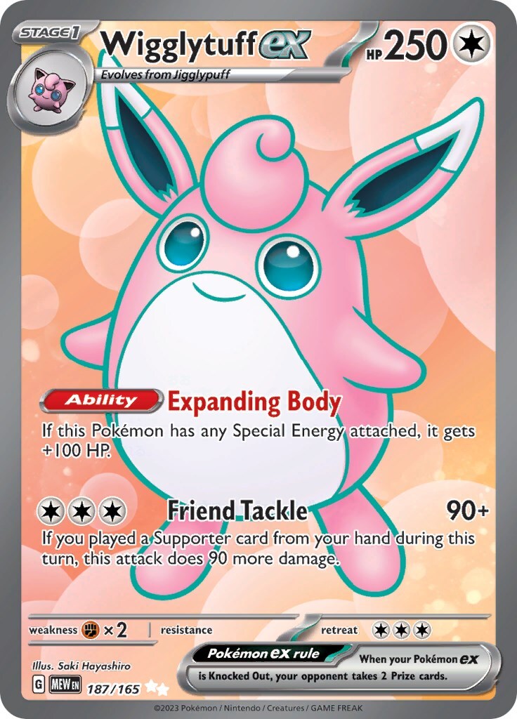 Wigglytuff ex 187/165 Sv: Scarlet & Violet 151 Holo NM ( Near Mint )