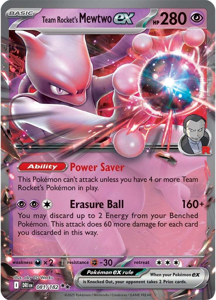 Team Rocket's Mewtwo ex 081/182 Sv10: Destined Rivals Holo Near Mint (NM)