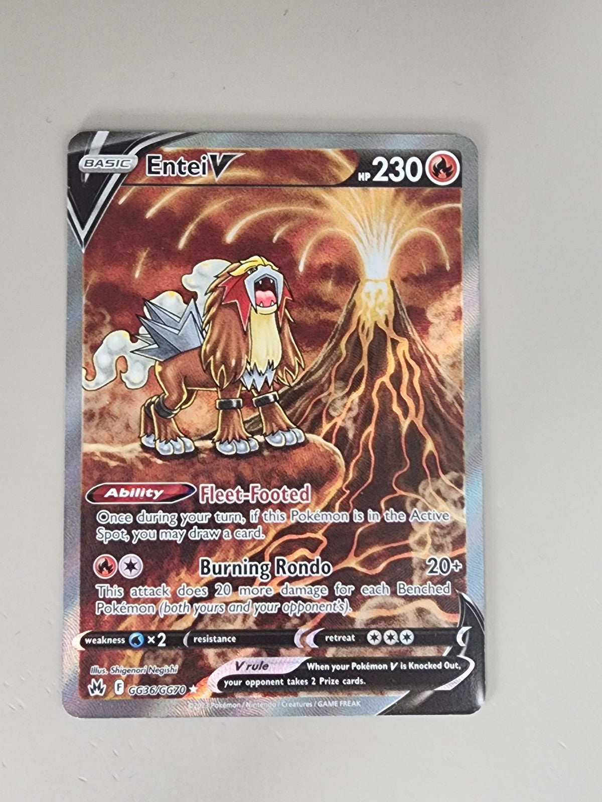 Entei V GG36/GG70 NM Ultra Rare Crown Zenith Pokémon Card LP 