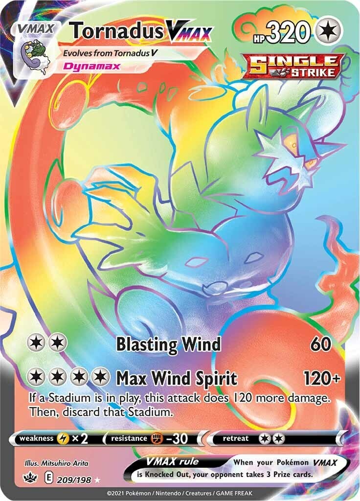 Tornadus VMAX (Secret) 209/198 Sword & Shield - Chilling Reign Holo NM