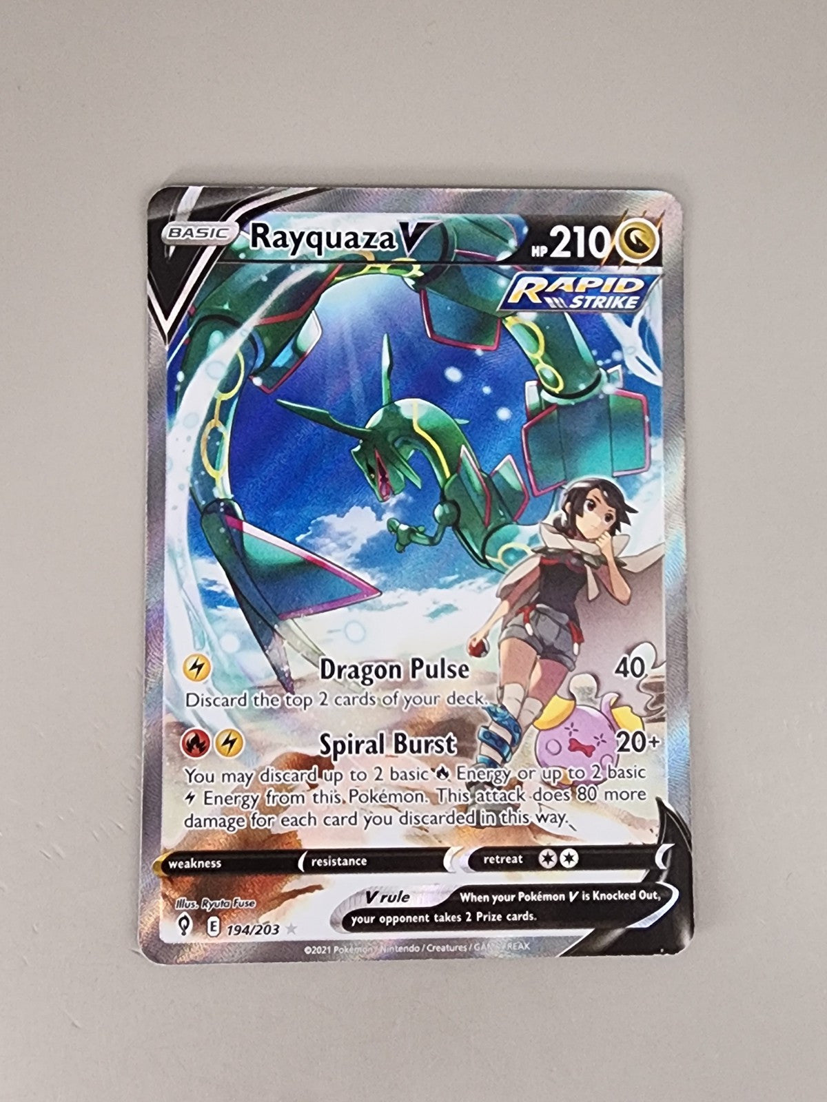 Rayquaza V (Alternate Full Art) 194/203 Swsh07: Evolving Skies Holo NM