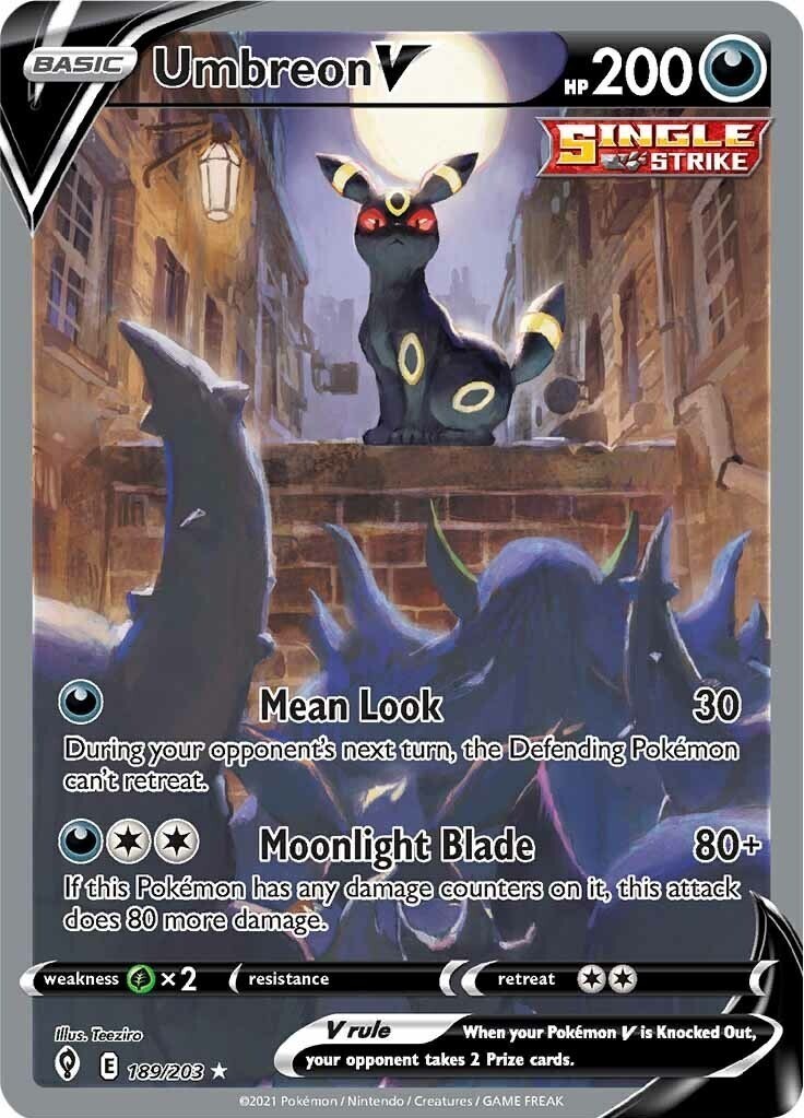 Umbreon V (Alternate Full Art) 189/203 SWSH07:Moderately Played (MP)