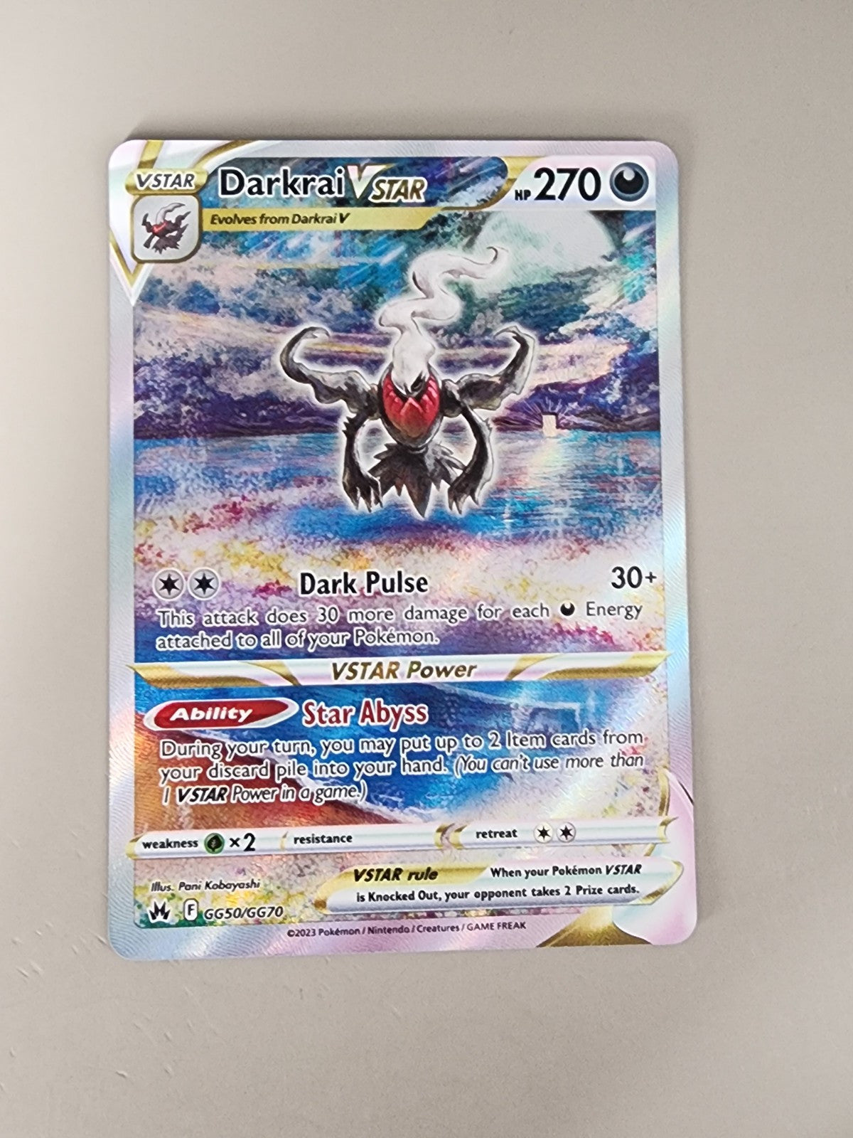 Darkrai VSTAR GG50/GG70 Crown Zenith: Galarian Gallery Holo NM