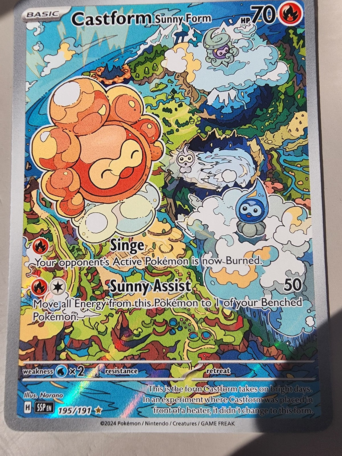 Castform Sunny Form 195/191 NM Surging Sparks Holo