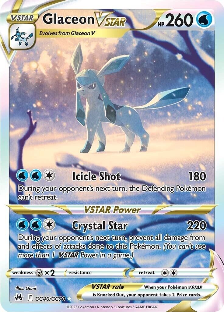 Glaceon VSTAR GG40/GG70 Crown Zenith: Galarian Gallery Holo NM